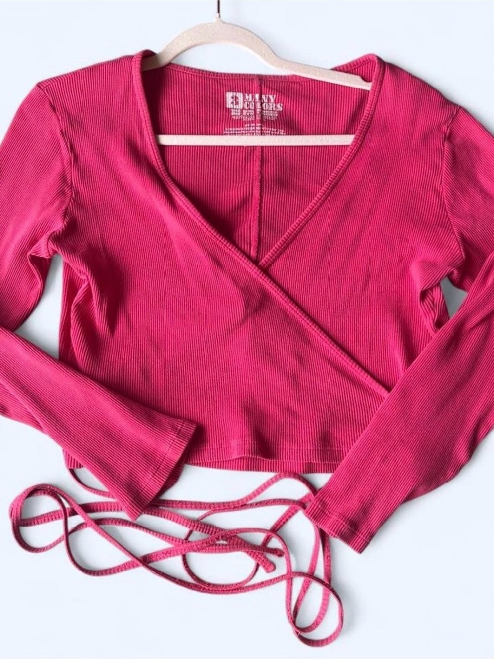 Big Bud Press Magenta Wrap Crop Long Sleeve Top